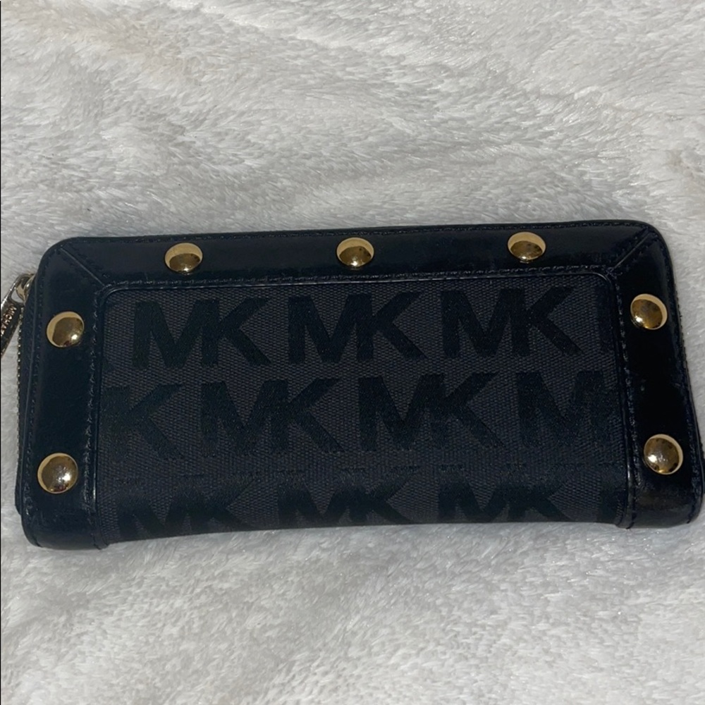 Black Michael Kors gold studded wallet